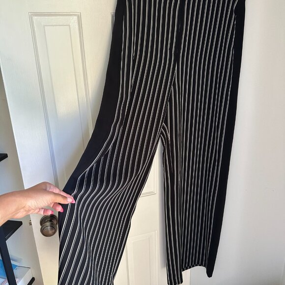 BCBGMAXAZRIA High Rise Wide Leg Pants Stripe Black - Size L - Picture 4 of 8